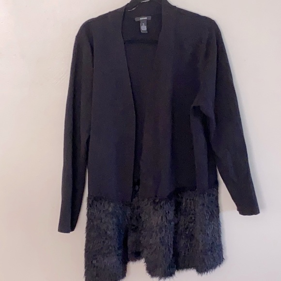Alfani Jacket Style Cardigan Long Sleeve Black Faux Fur Panel Sweater Size XL - Picture 5 of 5